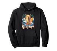 Surf City, Huntington Beach, Orange County Design Felpa con Cappuccio