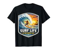 Surf Life Is The Good Life Surfer Citazione Surfing Ocean Waves Maglietta