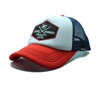 Surf Monkey Cappellino Trucker Imbottito Regolabile con Griglia - Berretto Foam riciclato - Taglia unica, Rosso / Aul Marino, taglia unica