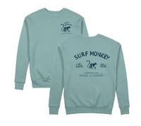 Surf Monkey Felpa organica con scollo rotondo Save The Oceans, salvia, L