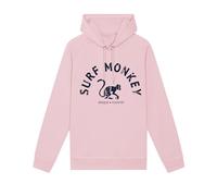 Surf Monkey Hoodie - Felpa ecologica con cappuccio da uomo/donna in cotone biologico Gots, Rosa, M