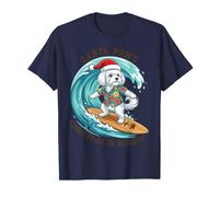 Surf Natale Maltese ad Agosto Cani Tropicali da Spiaggia Maglietta