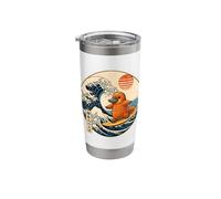 Surf ornitorinco con grande onda e tramonto design Bicchiere termico in acciaio inox doppia parete