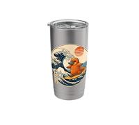 Surf ornitorinco con grande onda e tramonto design Bicchiere termico in acciaio inox doppia parete