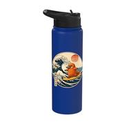 Surf ornitorinco con grande onda e tramonto design Stainless Steel Insulated Water Bottle
