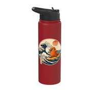 Surf ornitorinco con grande onda e tramonto design Stainless Steel Insulated Water Bottle