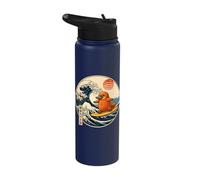 Surf ornitorinco con grande onda e tramonto design Stainless Steel Insulated Water Bottle