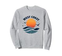 Surf retrò sulla Costa Occidentale sulla Spiaggia di Sunset Felpa, Unisex per Adulti, Grigio Melange, M