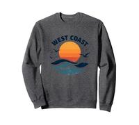 Surf retrò sulla Costa Occidentale sulla Spiaggia di Sunset Felpa, Unisex per Adulti, Grigio Scuro, M