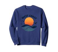 Surf retrò sulla Costa Occidentale sulla Spiaggia di Sunset Felpa, Unisex per Adulti, Navy, XXL