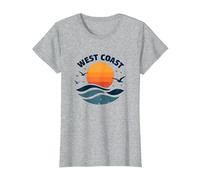 Surf retrò sulla Costa Occidentale sulla Spiaggia di Sunset Maglietta, Donna, Grigio Melange, S