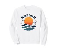 Surf retrò sulla Costa Occidentale sulla Spiaggia di Sunset Standard_Sweatshirt Unisex Small White