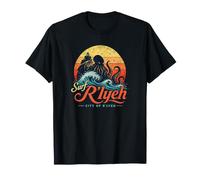 Surf R'lyeh Cosmic Horror Ocean Monster Surf Design Maglietta