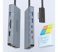 Surface Docking Station - 2 anni di garanzia - Dock di superficie 10 in 1 con HDMI Ethernet SD/TF 5* USB PD, docking station per Surface Pro 11/10/9/8/X/7/6/5, Surface Laptop, Surface Book