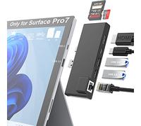 Surface Pro 7 Hub, Rocketek 7-in-1 Microsoft Surface Pro 7 dock con HDMI 4K / 60Hz, Adattatore Ethernet 1000M, PD 60W Type-C Caricare, slot SD/TF, 2 porte USB 3.0 - solo per Surface Pro 7