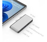 Surface Pro 8 Docking Station in Alluminio con 4K HDMI+ Ethernet Lan + 2 USB 3.0 + Slot per Schede Micro SD, 5-in-2 Hub Surface Pro 8 Adattatore Combo Compatto per Microsoft Surface Pro 8, Argento