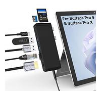 Surface Pro 9 Docking Station, adattatore hub Surface Pro 9 con LAN 100 Mbps, HDMI 4K, 100W USB-C, 2 USB 3.0, audio 3,5 mm, lettore di schede SD/TF per Microsoft Surface Pro 9/10/11/X