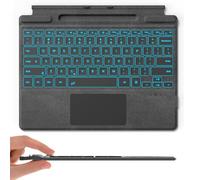 Surface Pro Tastiera Bluetooth per Microsoft Surface Pro 11/10/9/8/X 13", 7 colori Backlits Wireless Type Cover con Multi-Touch Trackpad e portapenne, tastiera magnetica USB-C ricaricabile sottile