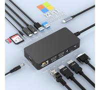 Surface Thunderbolt 4 Docking Station, 12-in-1 Surface Pro Dock Triple Display Dual HDMI+VGA con alimentatore da 100 W per Surface Pro 13/12/11/10/9/8/X, Laptop 7/6/5/4, Go 4/3/2/1, Book 3/2