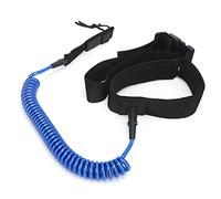 Surfboard Leash | TPU Heliciform Design for Comfort & Security | High Elastic Traction Rope for Surfboards/Paddle Boards | 10ft Stretch, Adjustable Strap (Blue and white core)