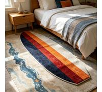 Surfboard-Shaped Fun Bedroom Mat,Absorbent Quick-Dry Non-Slip Carpet,Colour Ocean Theme Pattern Surfboard Shaped Area Rug,for Living Room Bedroom Entryway Home Kitchen Decor