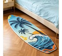 Surfboard-Shaped Fun Bedroom Mat,Absorbent Quick-Dry Non-Slip Carpet,Colour Ocean Theme Pattern Surfboard Shaped Area Rug,for Living Room Bedroom Entryway Home Kitchen Decor