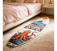 Surfboard-Shaped Fun Bedroom Mat,Absorbent Quick-Dry Non-Slip Carpet,Colour Ocean Theme Pattern Surfboard Shaped Area Rug,for Living Room Bedroom Entryway Home Kitchen Decor