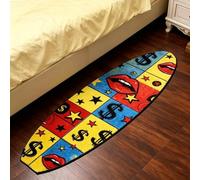 Surfboard-Shaped Fun Bedroom Mat,Absorbent Quick-Dry Non-Slip Carpet,Colour Ocean Theme Pattern Surfboard Shaped Area Rug,for Living Room Bedroom Entryway Home Kitchen Decor
