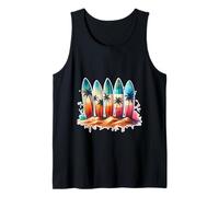 Surfer Beach Summer Retro Hawaiian Ocean Tropics Canotta