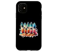 Surfer Beach Summer Retro Hawaiian Ocean Tropics Custodia per iPhone 11