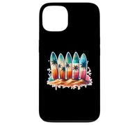 Surfer Beach Summer Retro Hawaiian Ocean Tropics Custodia per iPhone 13