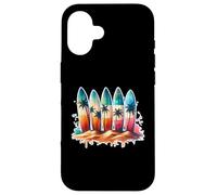 Surfer Beach Summer Retro Hawaiian Ocean Tropics Custodia per iPhone 16
