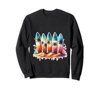 Surfer Beach Summer Retro Hawaiian Ocean Tropics Felpa