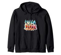 Surfer Beach Summer Retro Hawaiian Ocean Tropics Felpa con Cappuccio