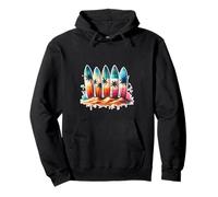 Surfer Beach Summer Retro Hawaiian Ocean Tropics Felpa con Cappuccio