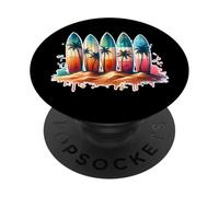 Surfer Beach Summer Retro Hawaiian Ocean Tropics PopSockets PopGrip Adesivo