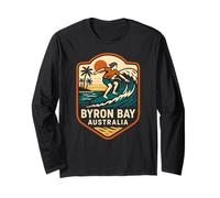 Surfer Byron bay Australia Retro Uomo Surfs Up Maglia a Manica