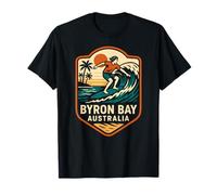 Surfer Byron bay Australia Retro Uomo Surfs Up Maglietta