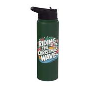 Surfer Christmas - Cavalcando l'onda di Natale Surf Stainless Steel Insulated Water Bottle
