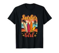 Surfer Girl Beach Retro Anni '70 Vintage Surf Vacanza Estate Maglietta