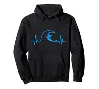Surfer Heartbeat Surfing Heart Pulse - Tavola da Surf Big Wave Fun Felpa con Cappuccio