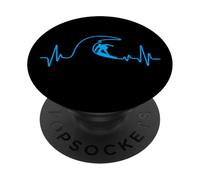 Surfer Heartbeat Surfing Heart Pulse - Tavola da surf Big Wave Fun PopSockets PopGrip Adesivo