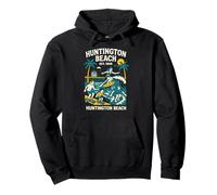 Surfer Huntington Beach EST 1909 Retro Uomo Coastal Living Felpa con Cappuccio
