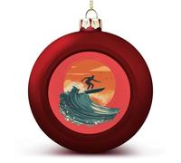 Surfer Surf Cavalcando l'onda Tramonto Palline di Natale Ornamenti per Albero di Natale Decorazione Casa Vacanza Indoor Outdoor