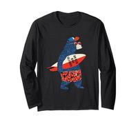 Surfing Bear On San Diego Beach California Vacanze estive Maglia a Manica