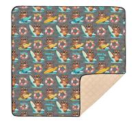 Surfing Bear - Tappetino da gioco per bambini, grande, elegante, lavabile, imbottito, per neonati, neonati, bambini, 127 x 127 cm, colore: grigio
