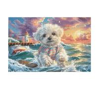 Surfing Bichon Frise Puzzle 1000 Pezzi Multicolore Per Famiglia in Vacanza Rompicapo Creativo Giochi Da Tavolo Intelligenza E Relax Durante Le Ferie 1000 PCS