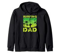 Surfing Dad Festa del papà Palma Spiaggia tropicale Felpa con Cappuccio