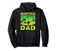 Surfing Dad Festa del papà Palma Spiaggia tropicale Felpa con Cappuccio