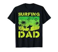 Surfing Dad Festa del papà Palma Spiaggia tropicale Maglietta
